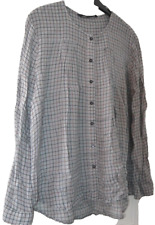 Zara Size XL Blue Check Gathered Front Long Sleeve Button Up Blouse in vgc