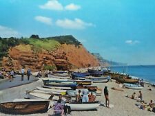 Vintage Postcard Fishing Boats on the Beach Sidmouth Devon 