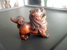 Hand Carved wood netsuke  foo