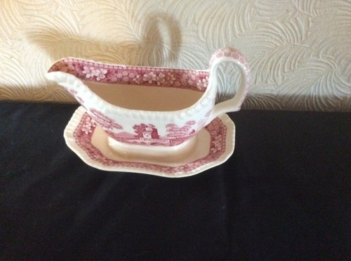Spode pink tower gravy boat - pink,