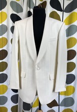 David Moss Wool Mix Cream Shawl Collar Tuxedo Dinner Jacket C42"L