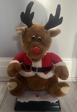 Vintage 1990 Gemmy Animated  Singing Rudolph red nose reindeer nose lights up 