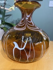 Beautiful Large Amber  Honey Vase Mid Century Modern Hand Blown 60s/70s Vintage