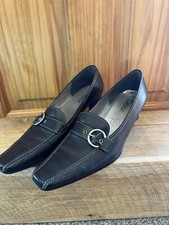 Gabor Comfort Fit Court Shoes 6 Dark Chocolate Brown W/Buckle + Pointy Toe