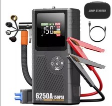 JFEGWO 6250A Car Jump Starter Booster | Air Compressor Power Bank LED 7L Engines