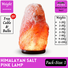 Himalayan Salt Lamp Crystal Pink Rock Natural Healing Light Stone UK plug & Bulb