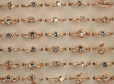 60pcs Wholesale Lots Rose Gold Plated Copper Cubic Zirconia Jewellery Lady Rings