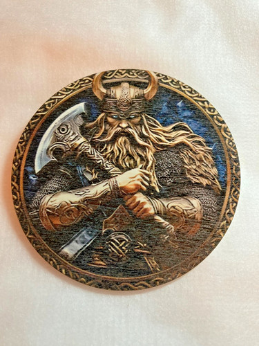 Viking themed wooden coaster - viking,