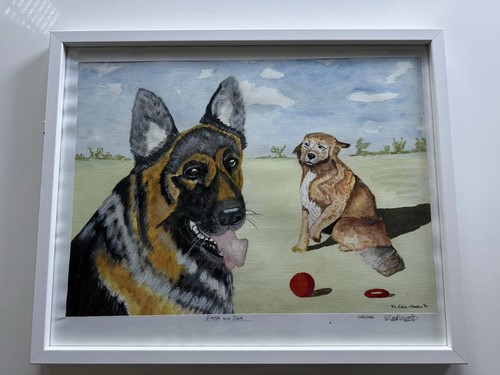 Dog watercolour painting - dog,