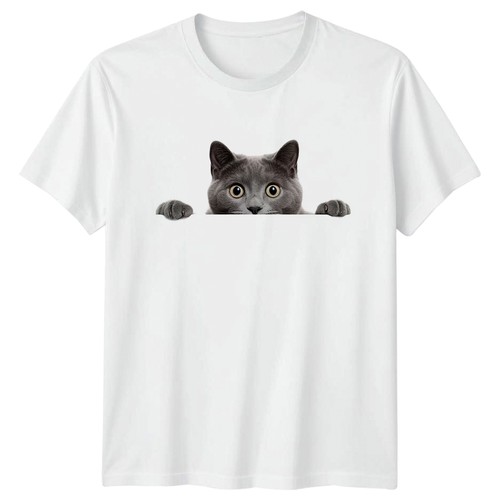 Peeking grey cat - peeking, t-shirt