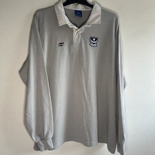 Vintage Portsmouth FC Football Rugby Style Long Sleeve Shirt Grey 2002-04 - XXL