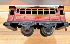 Vintage Tin Model Train Coach Red Antique Toy O /MO Gauge 