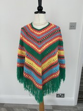Homemade Crochet Multi coloured Wool Poncho Small. MR25749