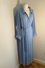 John Lewis belted maxi dress M VGC cheesecloth cornflower blue shirt