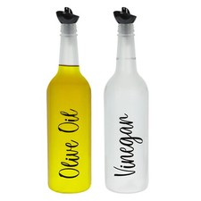 Olive Oil Vinegar Pourer Bottles Glass Drizzler Dispenser Lid Matte Finish 750ml