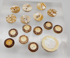 15 (8+7) Vintage Antler? Tagua Nut? Round 2 Hole Buttons 1.5cm & 1.3cm approx
