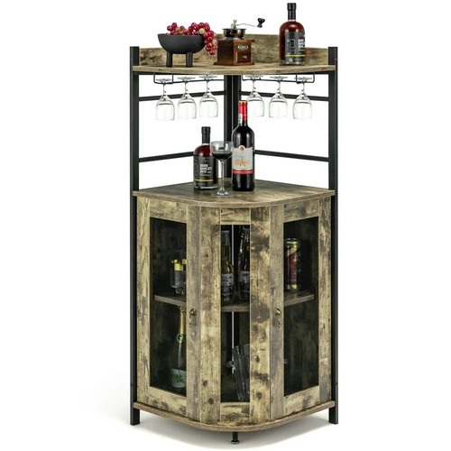 Corner bar cabinet - bar, rustic