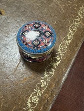 Vintage Enamel Fine Bone China Trinket Box By Falcon Made In England 6x4cm