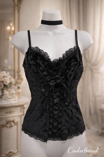 Black velvet corset - top, lace