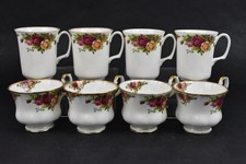 Royal Albert Old Country Roses 4 Teacups & 4 Mugs Cups Bone China Floral Seconds
