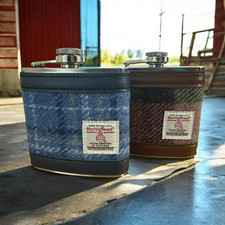Harris Tweed 6oz Hip Flasks in