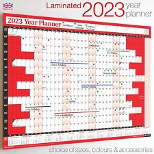 2023 Year Planner Calendar LAMINATED Holiday Wall Chart RED ✔Stickers ✔Dry Wipe