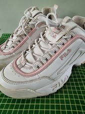 Fila Women's Disruptor White Pink Wedge Women's Trainers UK Size 5