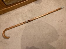 Vintage Floral Carved Alpine Walking/hiking Stick With Badges & Spiked Metal Tip