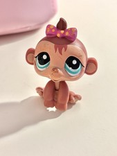 LPs Monkey Toy Authentic Littlest Pet Shop Bow Pink Collectibles