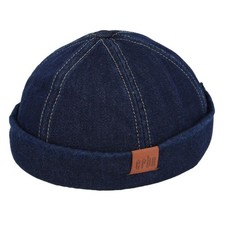 Denim Brimless Hat Men Women Retro Docker Miki Sailor Melon Beanie Cuffed Cap