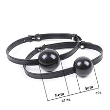 NEW Soft Rubber Black Ball Mouth Gag PU Leather Strap Bondage Big Size Restraint