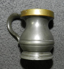 Edwardian Pewter and Brass Quarter Gill Measure