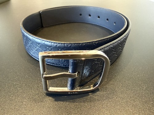 Gucci leather belt blue navy - leather,