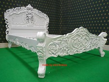 UK Stcok  Double size 4'6"  White French style designer Oriental Rococo Bed