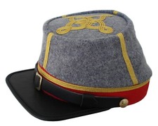 KEPI, Confederate GREY/RED , 3 GOLD BAR,  AMERICAN CIVIL WAR