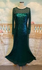 Gatsby Dress 10 12 Green Sequin Ballgown Goddiva Fishtail Evening Deco 1920 Sexy