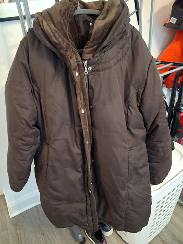 Dkny women brown long hooded - brown,