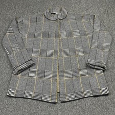 Bartolini Jacket Womens Extra Large Grey Check Merino Wool Cashmere Blend