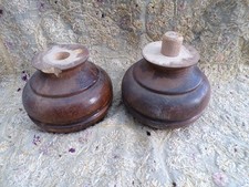 Antique Vintage 2 Wooden Furniture Bun Feet. 11cm Dia. 8.5cm Height