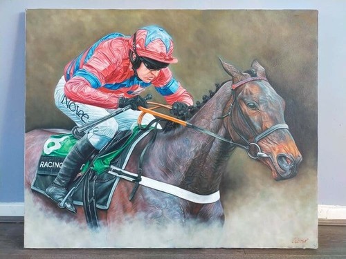 Horse racing oil - horse, painting