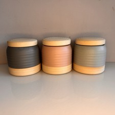 3 x Pour La Maison Jeff Banks Storage Jars - Tea Coffee Sugar Ceramic Stoneware