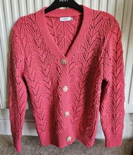 Vibrant Cotton Traders ladies coral cardigan in excellent condition, size 12