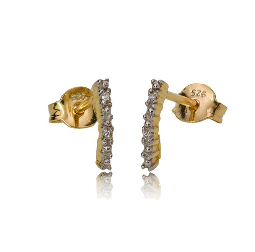 Diamond bar earrings gold - diamond,