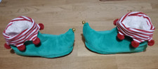 M&S Elf slippers Brand new -  Green /Red stripes with bells on folront 