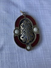 Vintage MIRACLE Signed Scottish Glass Faux Agate Pendant