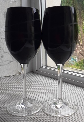 Black crystal wine glasses - 2,