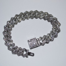 Cuban Link Iced Out Hip Hop Style Bracelet - 20cm/8'' - Costume Type Jewellery