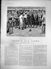 Antique Old Print Saddle Sabre Great Epsom Race Bill Smith Saddle Horse 1887