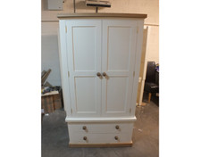 BUCKINGHAM PAINTED 2 DOOR GENTS WARDROBE - SOLID OAK TOP- BESPOKE- IVORY