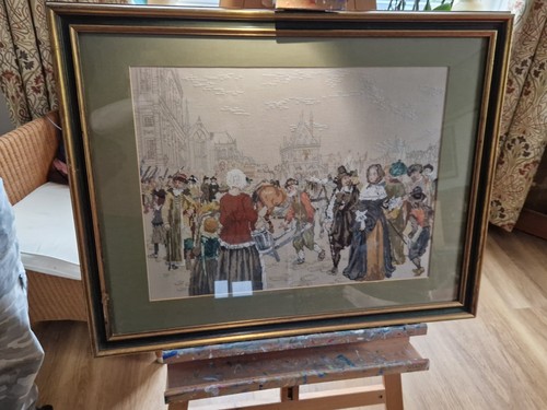 Large framed vintage - large, woolwork
